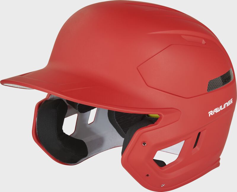 Front left-side view of Rawlings Mach Carbon Batting Helmet - SKU: CAR07A loading=