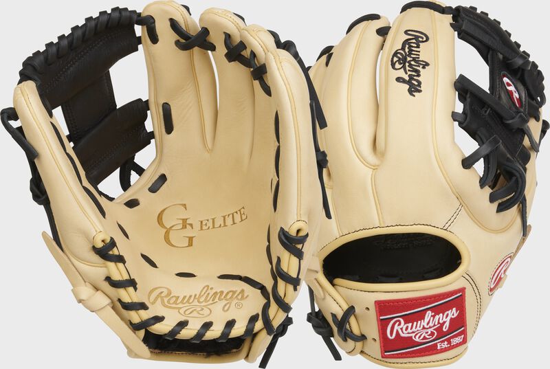 2 images showing the palm & back of a Gold Glove Elite 11.5" I-web infield glove loading=