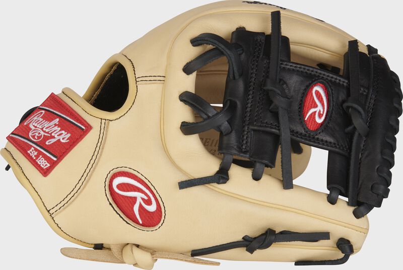 Thumb of a camel Gold Glove Elite 11.5" infield glove with a black I-web loading=