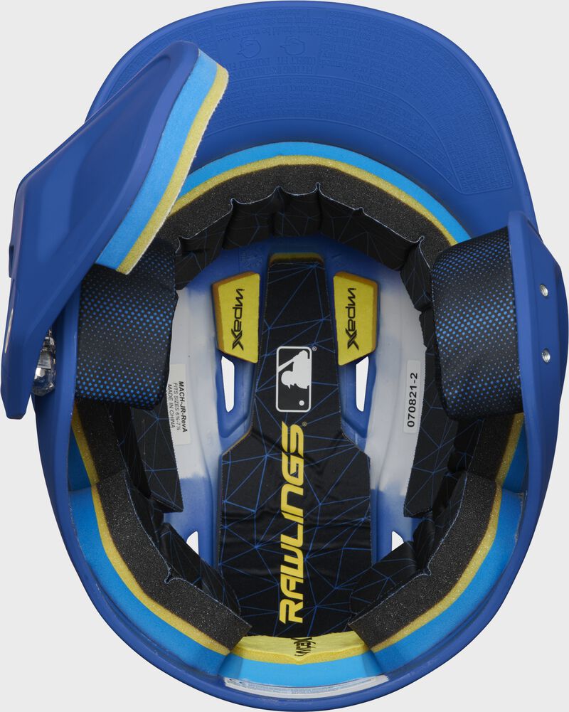 Inside view of Rawlings Mach Carbon Batting Helmet - SKU: MAAL loading=