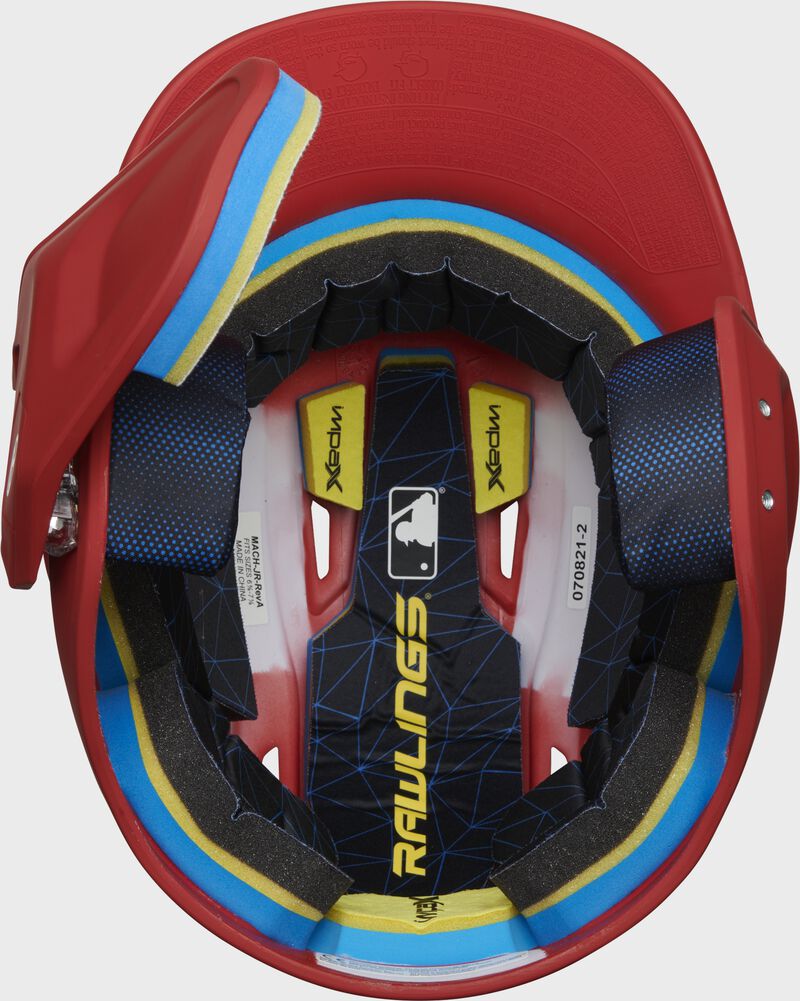 Inside view of Rawlings Mach Carbon Batting Helmet - SKU: MAAL loading=