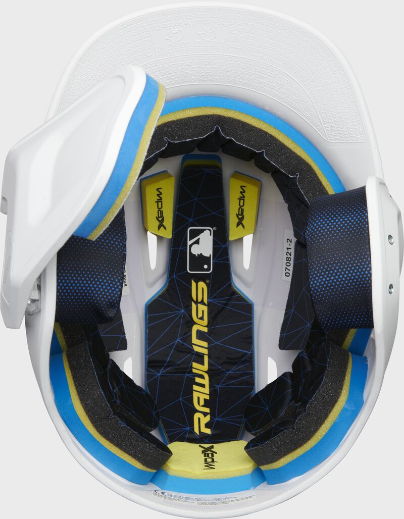 Inside view of Rawlings Mach Carbon Batting Helmet - SKU: MAAL loading=