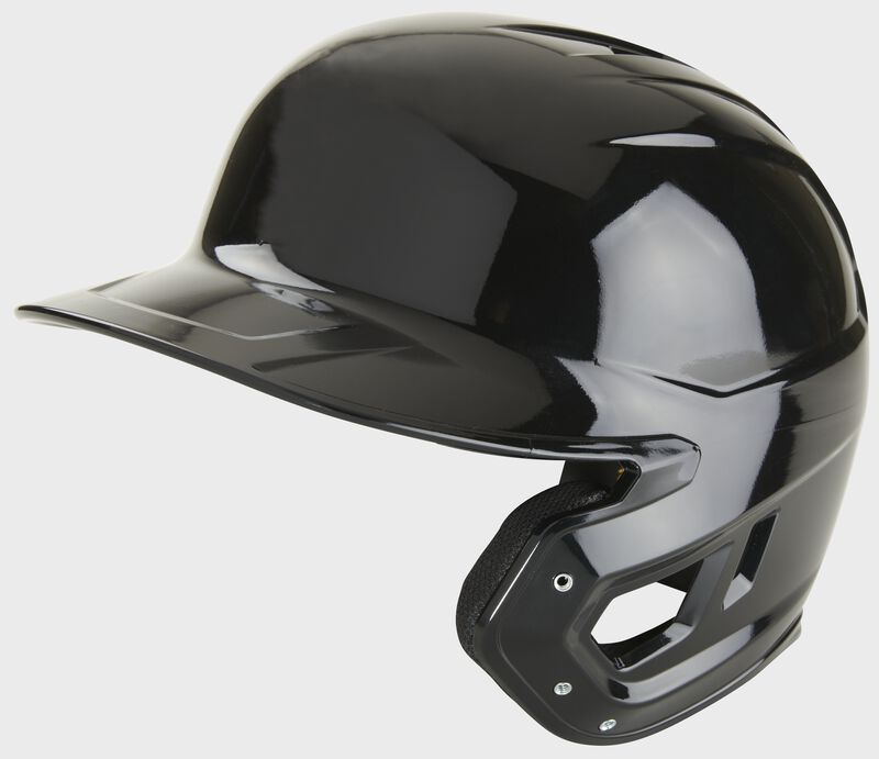 A black Mach single ear right handed batting helmet - SKU: MSE01A-B-RHB loading=