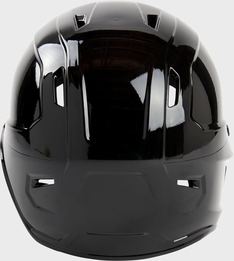 Back of a black Rawlings Mach lefty helmet - SKU: MSE01A-LHB loading=