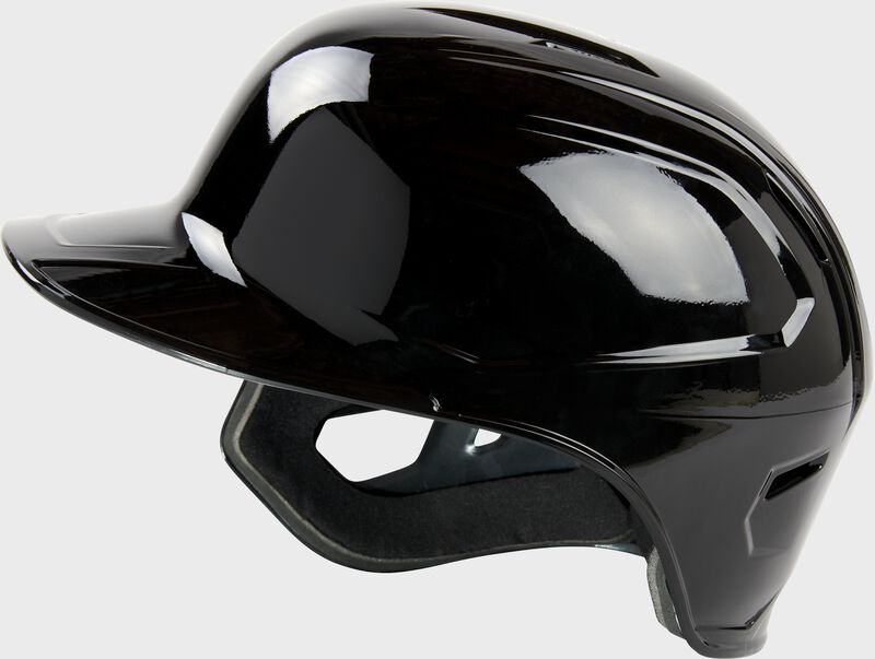Left side of a Rawlings Mach single ear batting helmet with no ear flap on the left side - SKU: MSE01A-LHB loading=
