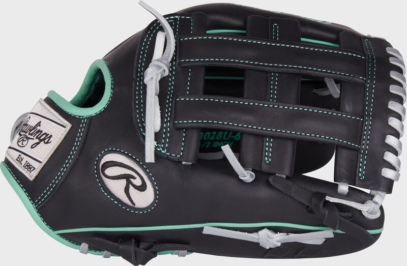 Thumb of a black NXT Series 12.5" ConoUR Fit outfield glove with a black H-web loading=