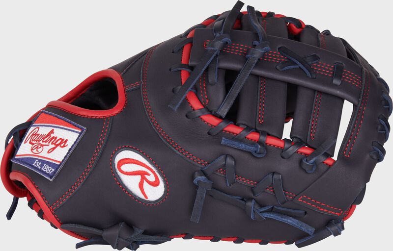 Thumb of a navy NXT Series 12.25" ContoUR Fit 1st base mitt with a navy single post, double bar web loading=
