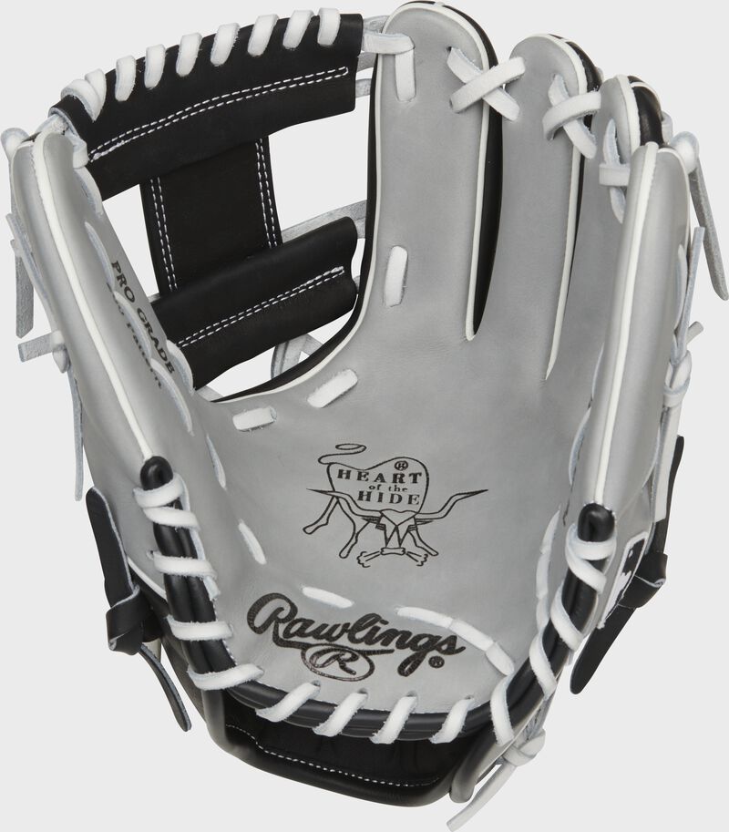 Gray palm of a Rawlings Chicago White Sox HOH glove with white laces - SKU: RSGPRO204-2CHW loading=