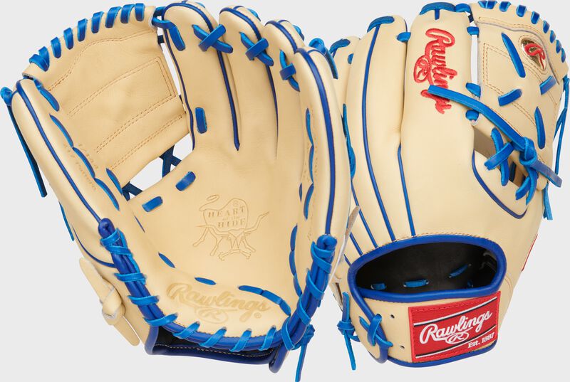 2 views showing the palm and back of a camel Jeremy Peña Gameday 57 Heart of the Hide glove - SKU: RSGPRO2174-8JP loading=