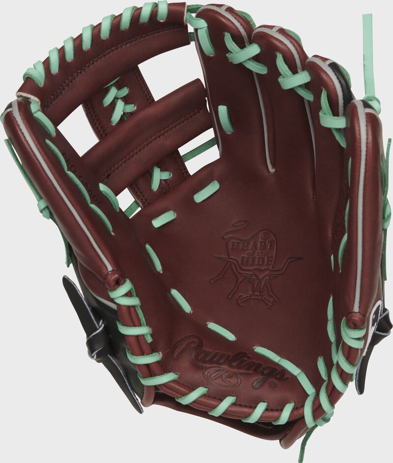 Shell palm view of sherry and black 2021 Arizona Diamondbacks Heart of the Hide glove loading=