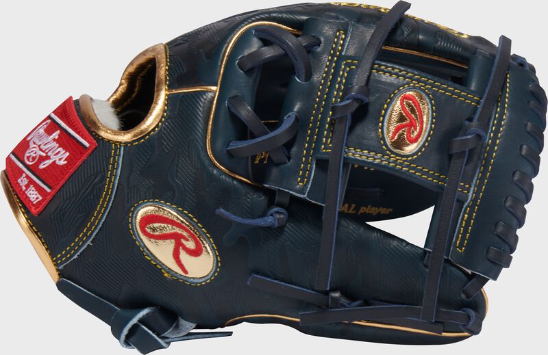 Thumb of a navy Gameday 57 Series Anthony Volpe Pro Preferred glove with a Pro I-web loading=