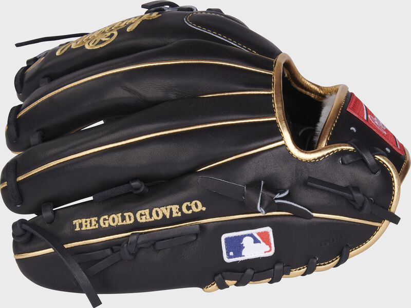 Back of a black Pro Preferred JP Crawford glove with the MLB logo on the pinky - SKU: RPROS2175-2JC loading=