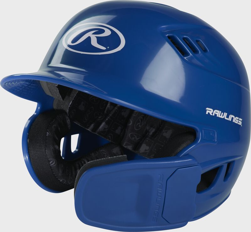 Front left-side view of Royal R16 Reverse Clear Coat Batting Helmet | Junior & Senior - SKU: RSGR6R00 loading=