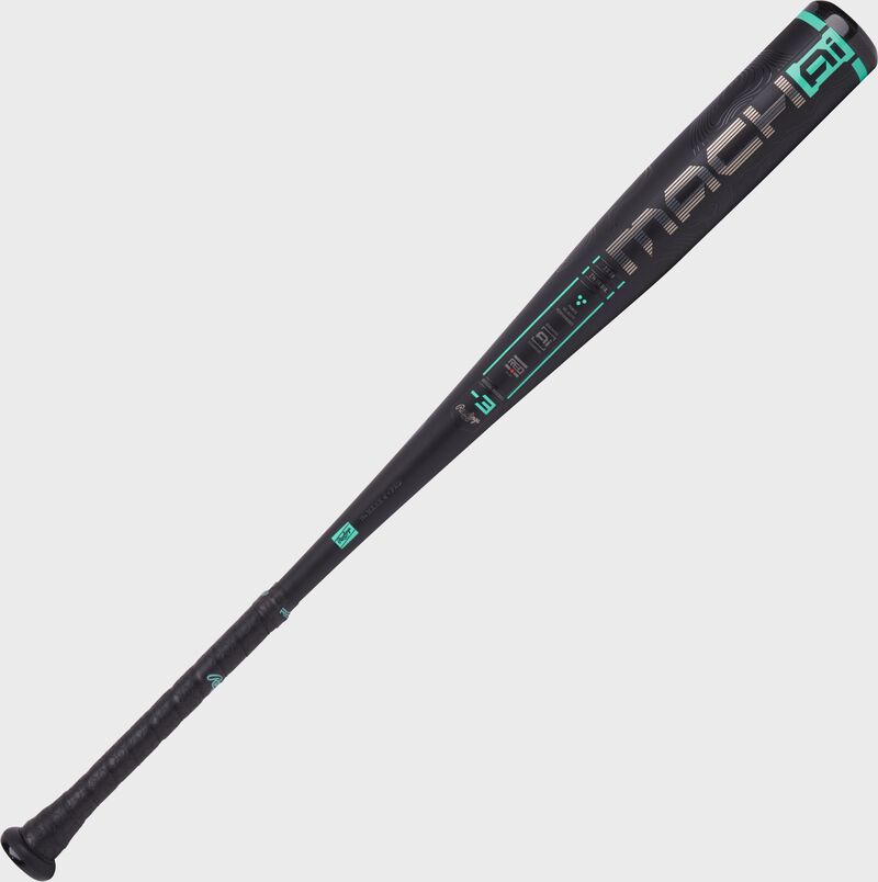 A black/mint 2025 Rawlings Mach AI BBCOR -3 Baseball bat loading=