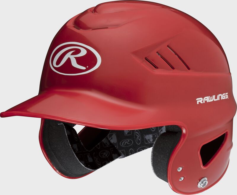 Front left view of a Scarlet Coolflo Batting Helmet | SKU: RCFH-S loading=