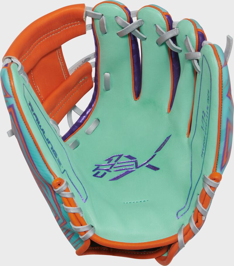 Mint palm of a Rawlings REV1X exclusive infield glove loading=