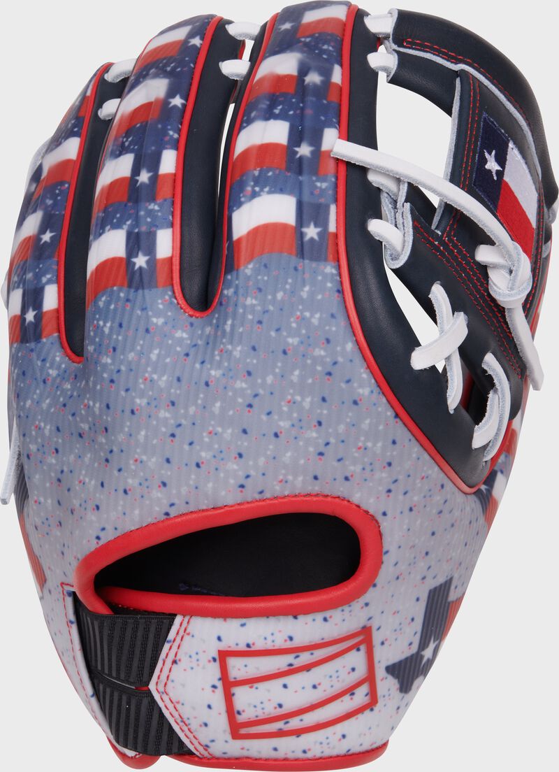 Texas themed back of a 2024 All-Star Game REV1X glove loading=