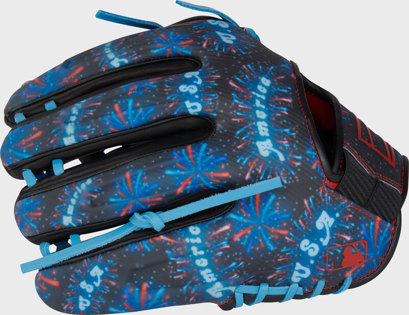 4th of July design back of a Rawlings REV1X 11.75" infield glove loading=