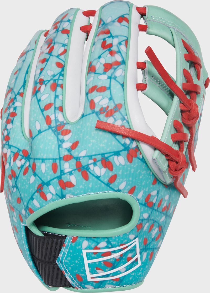 Holiday lights design back of a REV1X 11.75" Holiday Lights infield glove loading=