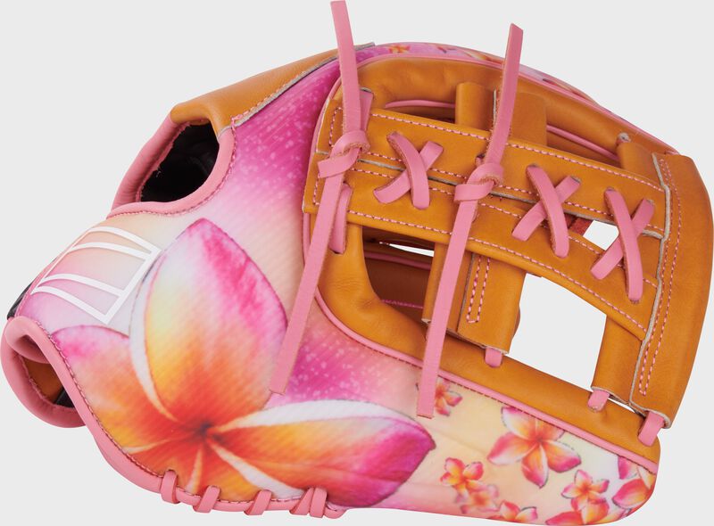 Thumb of a tan/pink Rawlings Francisco Lindo REV1X 11.75" infield glove with a tan split laced Single Post Web loading=