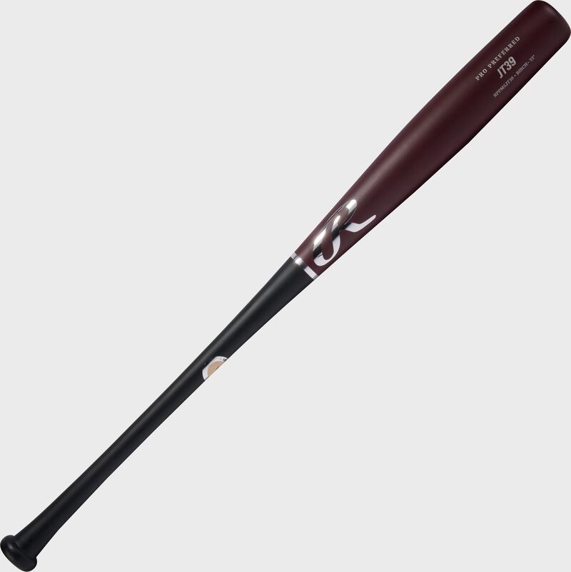 A maroon/black Pro Preferred JT39 torpedo barrel birch wood bat loading=