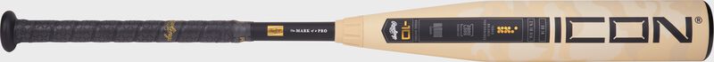 Side image of a Rawlings Icon -10 USA Baseball bat with the Icon logo on the barrel loading=