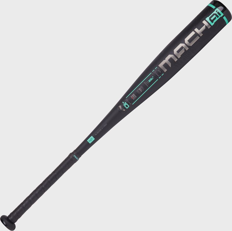 Main image of a black 2025 Rawlings Mach AI USSSA baseball bat with the Mach logo on the barrel loading=